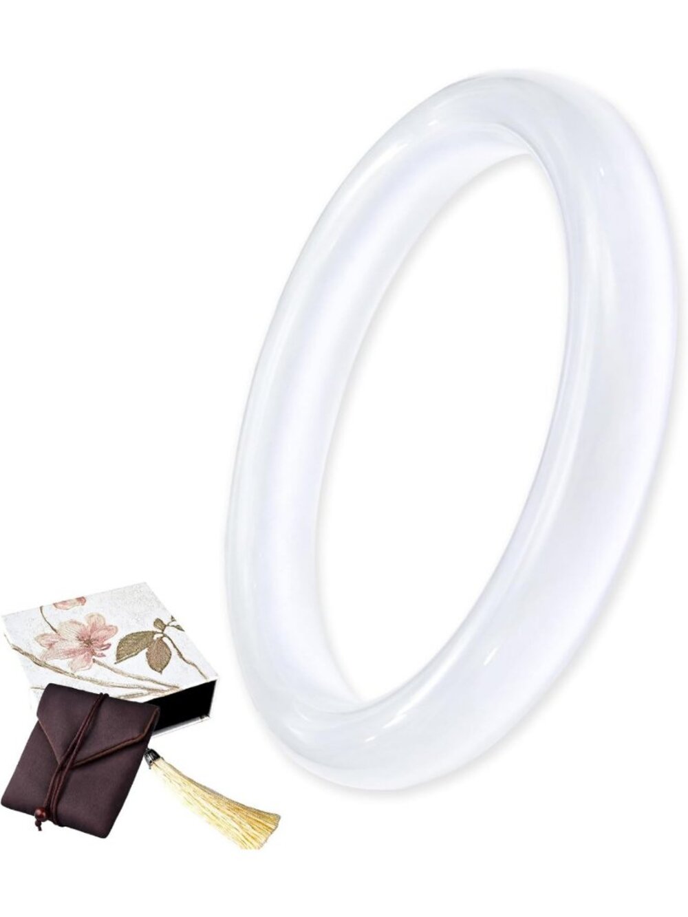 Natural 2.5'' Jade Bangle Bracelet for Women | Elegant Gemstone Jewelry